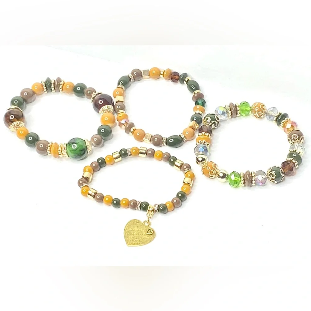 Earth Tone Multi Color Beaded Bracelet - Picture 2 of 4
